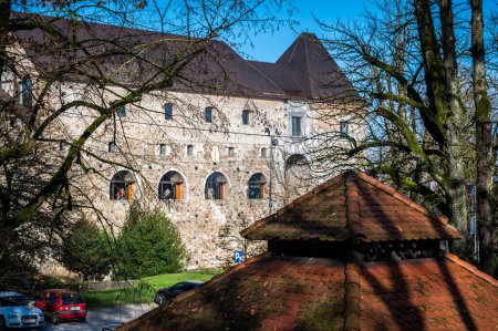 Téléchargez les photos : Plan panoramique de l'ancien bâtiment fort dans la vieille ville de Ljubljana, capitale de la Slovénie - en image libre de droit