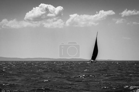 Photo for Scenic shot of sailing boat near coast of Italy - Royalty Free Image