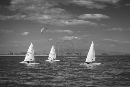 Photo for Scenic shot of sailing boats near coast of Italy - Royalty Free Image