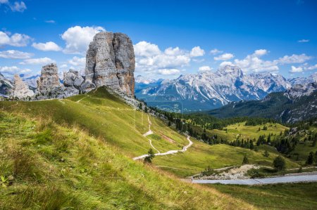Central Dolomites. Monuments of nature. Averau, Nuvolau and five towers. Cortina d'Ampezzo.