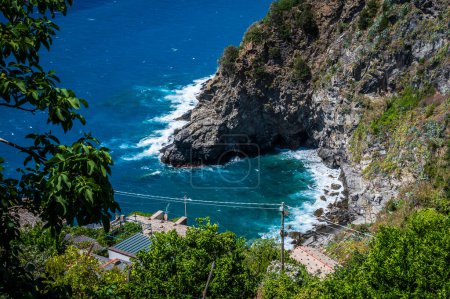 Photo for Beautiful view of sea coast at Corniglia, Cinque Terre. - Royalty Free Image
