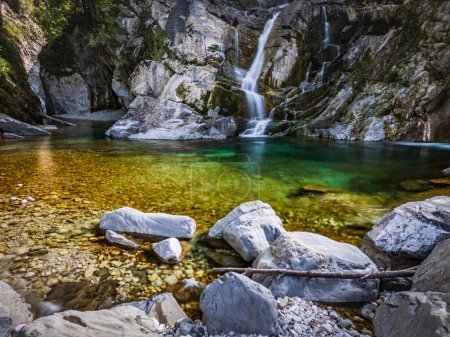 Photo for Emerald Water of the Torre Torrent Falls. Silk water. Tarcento, Friuli to discover - Royalty Free Image