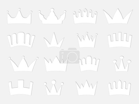 Ilustración de Conjunto de coronas blancas. Símbolo real para logotipo y sitio web Ilustración vectorial - Imagen libre de derechos