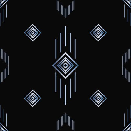 Ilustración de Patrón geométrico abstracto sin costuras en colores de acero negro y azul para tela, fondo, diseño de superficie, embalaje Ilustración vectorial - Imagen libre de derechos