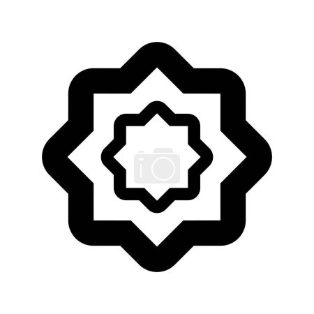 Eight point star icon with rounded corners . Islamic geometric pattern