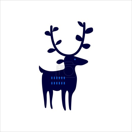 silhouette of a deer beautiful blue proud sika deer isolated on white background christmas deer for design tasks typography design vector illustration