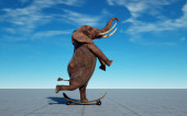 Elephant on skateboard. Impossible and happiness concept. This is a 3d render illustration Mouse Pad 648245094