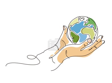 Illustration for Sketch lifestyle 7_hands hold earth to shows the concept of eco vector illustration graphic EPS 10 - Royalty Free Image