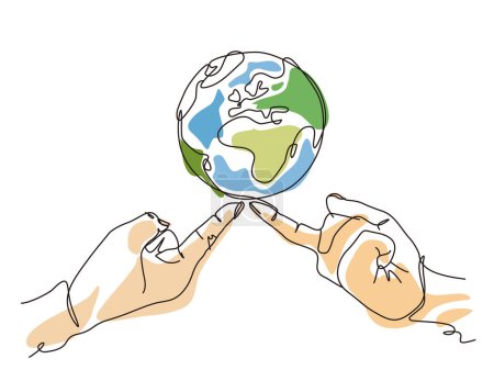 Illustration for Sketch lifestyle A012_fingers hold up the earth to shows the concept of eco vector illustration graphic EPS 10 - Royalty Free Image