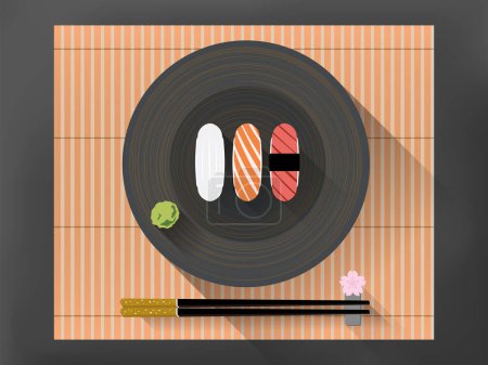 Illustration for Daily_A001_Japanese meal with sushi shows the food culture of japan vector illustration graphic EPS10 - Royalty Free Image