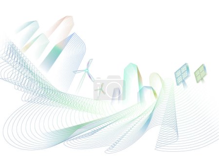 Illustration for Curve Wavy Line A009_ESG ECO city on hill with ECO element shows the environmental protection vector illustration graphic EPS 10 - Royalty Free Image
