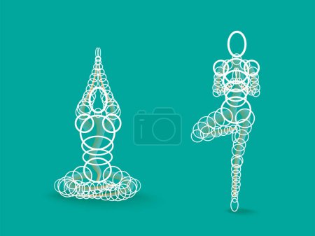Illustration for Ring combine_A001_yoga posture 01 shows two different posture of yoga vector illustration graphic EPS 10 - Royalty Free Image
