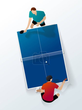 Illustration for Daily_A004_Ping pong match shows two sportsman get contest with top view vector illustration graphic EPS 10 - Royalty Free Image