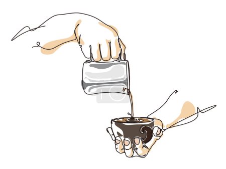 esquisse style de vie A033 _ latte art montre l'habileté de café d'illustration vectorielle graphique EPS 10