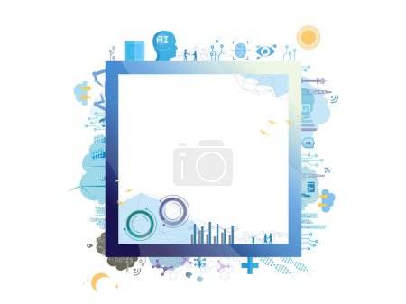 Illustration for Technology community A001 with square frame show the different category of technology vector illustration graphic EPS 10 - Royalty Free Image
