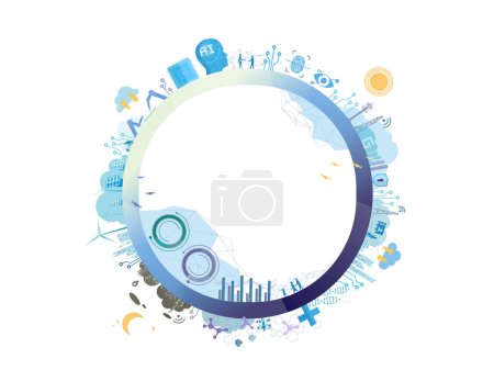 Illustration for Technology community A002 with circle frame show the different category of technology vector illustration graphic EPS 10 - Royalty Free Image