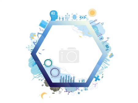 Illustration for Technology community A007 with hexagon shows different type in technology vector illustration graphic EPS 10 - Royalty Free Image