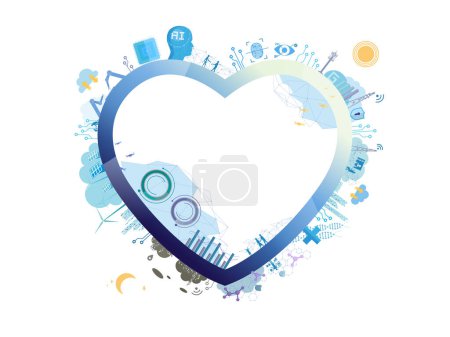 Technologiegemeinschaft A013 mit Herzform zeigt die Liebe zur Technik Vektor Illustration Grafik EPS 10