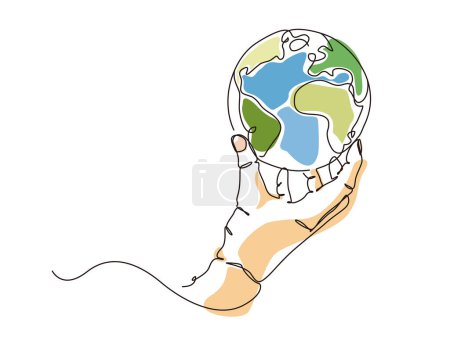 sketch lifestyle A051_hand hold up the earth to shows the concept of protect the environment vector illustration graphic EPS 10