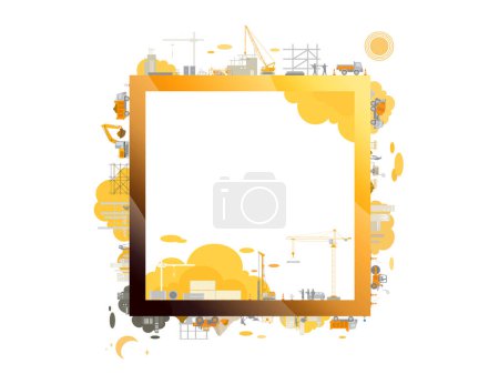 Construction industry A001 with square frame shows the processing of the construction vector illustration graphic EPS 10