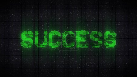 Photo for SUCCESS text on computer old tv vhs glitch interference noise screen - Royalty Free Image