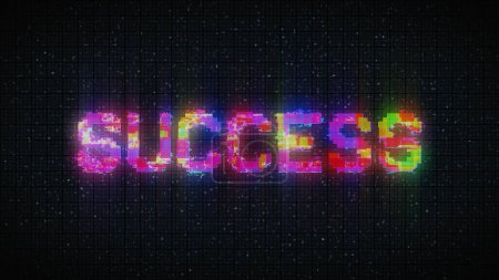 Photo for SUCCESS text on computer old tv vhs glitch interference noise screen - Royalty Free Image