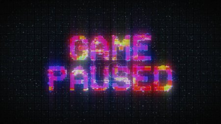 Photo for Retro GAME PAUSED text on old tv vhs glitch noise screen - Royalty Free Image