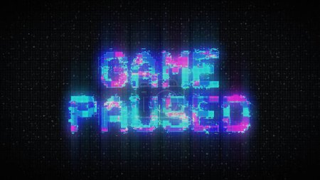 Photo for Retro GAME PAUSED text on old tv vhs glitch noise screen - Royalty Free Image