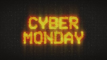 Foto de Cyber Monday advertising commercial text with glitch broken tv signal style - Imagen libre de derechos