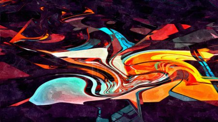 Téléchargez les photos : Abstrait fond psychédélique de couleur chaotique taches floues coups de pinceau de différentes tailles - en image libre de droit