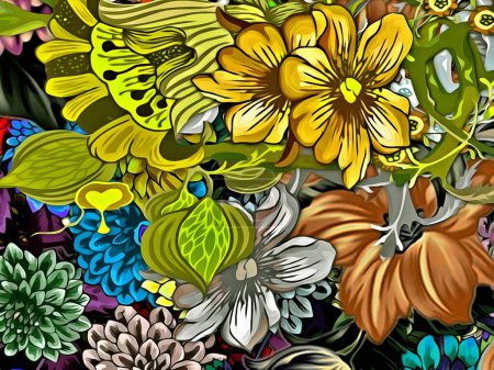 Téléchargez les photos : Abstraite stylisation de fond d'un arrangement floral design de décor coloré pour tapisserie, papier peint - en image libre de droit