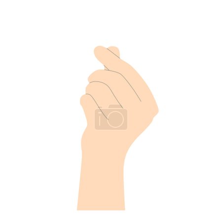 Téléchargez les illustrations : Palme à main humaine avec pouce plié et index, beige avec des lignes pour souligner la forme minimaliste, vecteur isolé sur fond blanc. Illustration vectorielle - en licence libre de droit