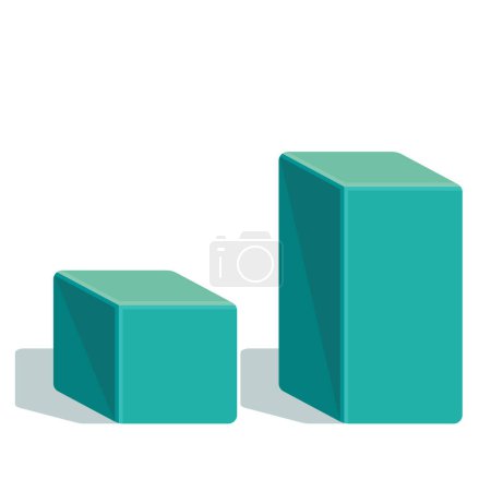 Téléchargez les illustrations : Image de couleur émeraude rectangle et cube avec ombre sur fond blanc, formes géométriques tridimensionnelles aussi pour le sport. Illustration vectorielle - en licence libre de droit