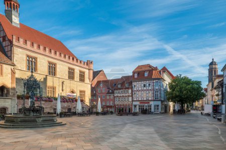 Photo for Old town hall in Goettingen with Gaenseliesel fountain and market square, Germany. More pictures from Goettingen in my collection - Royalty Free Image
