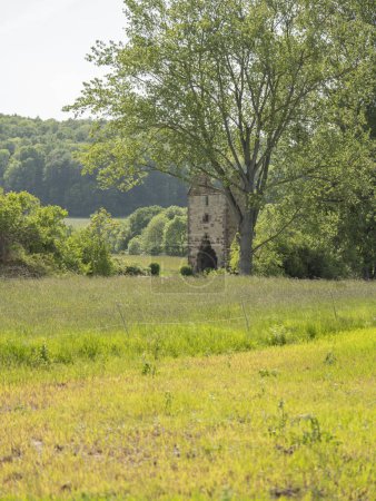 Photo for Ruin of the medieval church tower of the deserted village Moseborn near Holzerode, Germany - Royalty Free Image