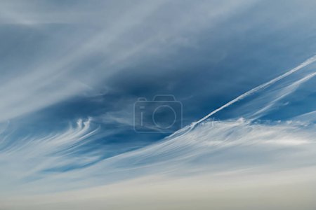 Foto de Cielo azul con nubes cirrostratus blancas - Imagen libre de derechos