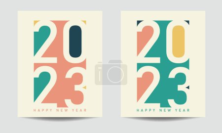 Happy New Year 2023 text design template, card, banner. Modern vector design template