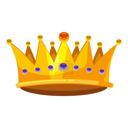 Ilustración de Corona de dibujos animados joyas reales de oro de la reina del rey, princesa. Joyas de la corona con piedras preciosas, ilustración vectorial - Imagen libre de derechos