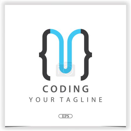 letter m coding or programmer logo premium elegant template vector eps 10