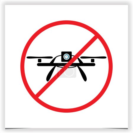 Ilustración de Advertencia prohibida de vuelo drones diseño - Imagen libre de derechos