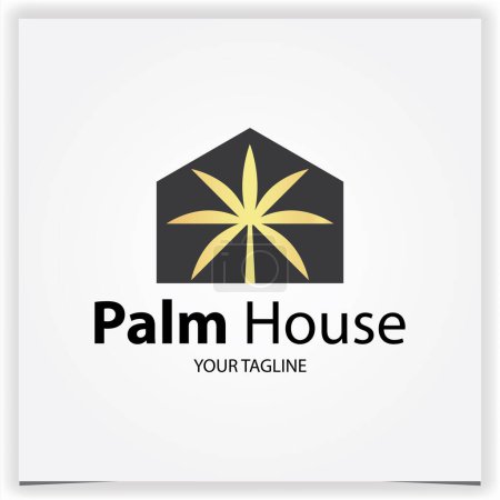 Ilustración de Lujo oro palma casa logo premium elegante plantilla vector eps 10 - Imagen libre de derechos