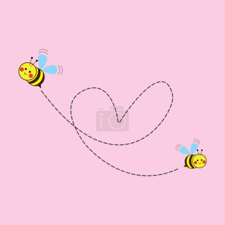 Photo for Vector Daisy flower with cute bee cartoon and heart isolated on white background vector illustration premium design vector eps10 - Royalty Free Image