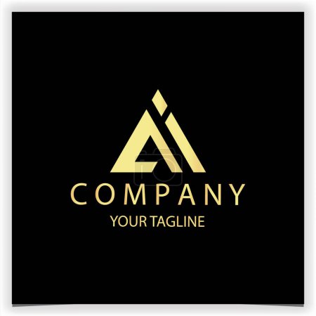 Photo for Luxury gold letter AI initial triangle logo icon premium elegant template vector eps 10 - Royalty Free Image