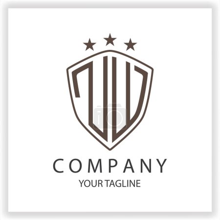 NW Logo-Monogramm mit Schildform isoliert schwarze Farben auf Umrissen Design-Vorlage Premium elegante Vorlage Vektor eps 10