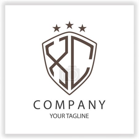 XC Logo monograma con forma de escudo aislado colores negros en la plantilla de diseño de contorno premium elegante plantilla vectorial eps 10