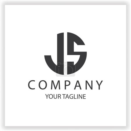 Téléchargez les illustrations : JS Logo monogramme simple et moderne cercle noir modèle de conception de couleur premium élégant vecteur eps 10 - en licence libre de droit