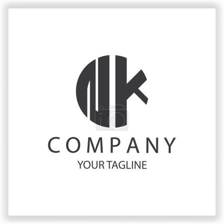 NK Logo monogram simple and modern circle black colour design template premium elegant vector eps 10