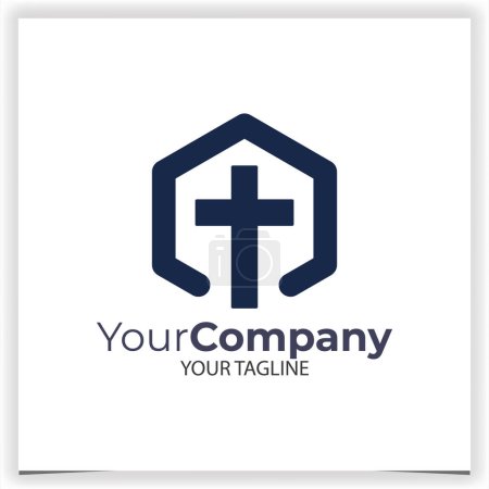 Modèle de conception de logo d'église vectorielle
