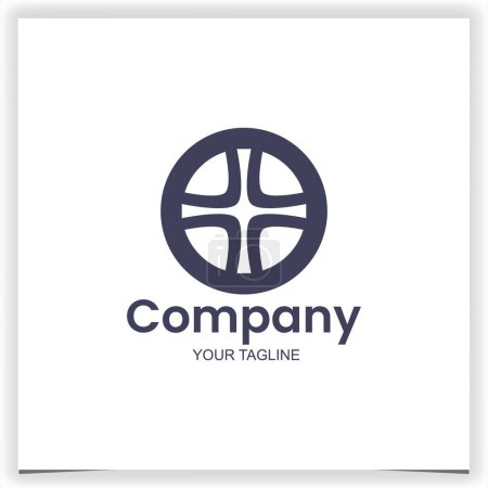 Ilustración de Logo redondo azul vectorial con una plantilla de diseño de logotipo cruzado - Imagen libre de derechos