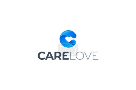 Lettre C créatif 3d amour et soins de santé logo